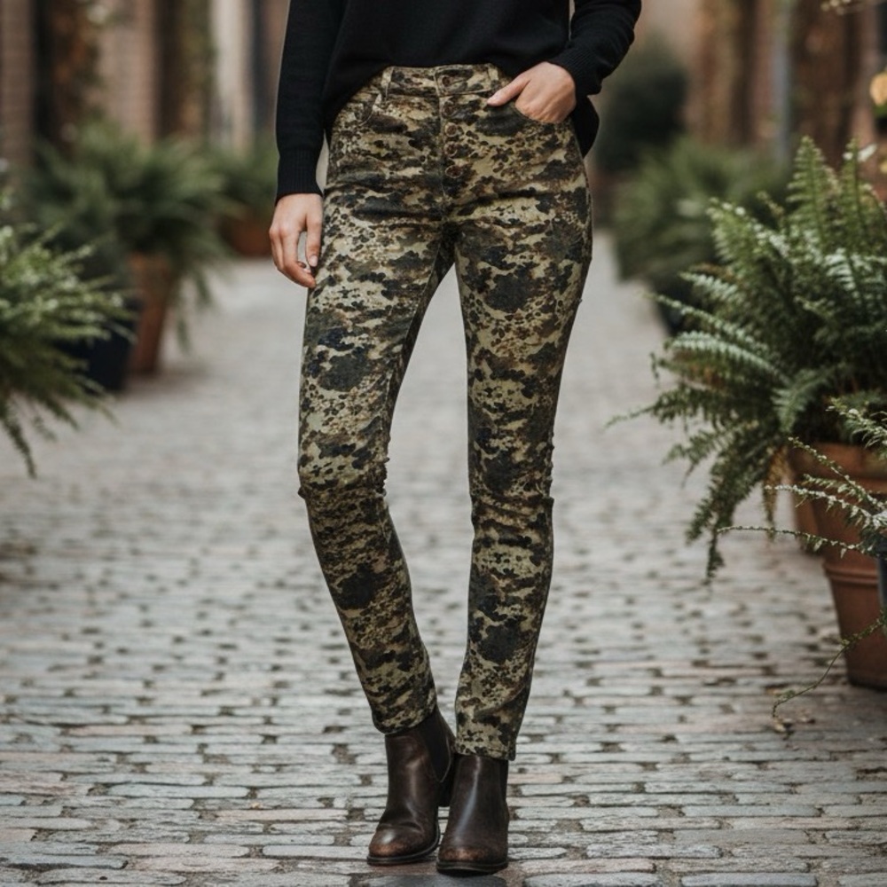 Anthropologie Pilcro Camouflage high rise  Skinny Jeans size‎ 29